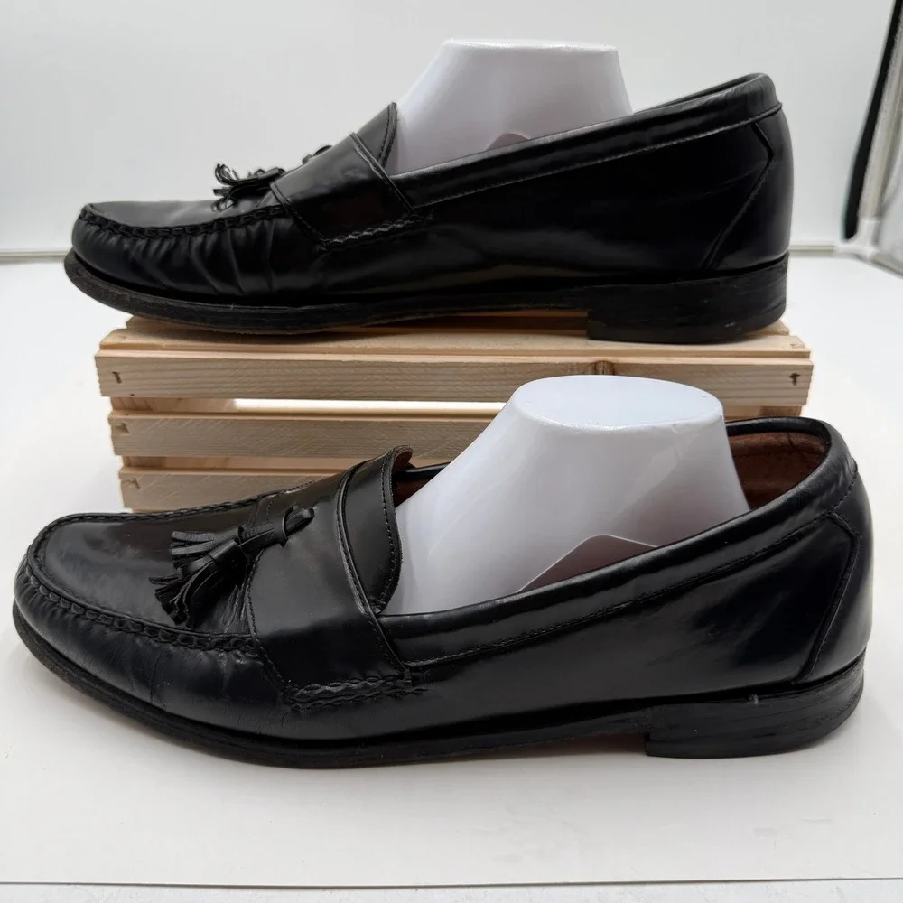 Allen Edmonds Loafers Stowe Tassel Moc Toe Leather Black Mens 14 B